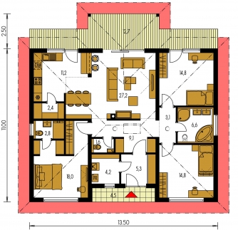 Image miroir | Plan de sol du rez-de-chaussée - BUNGALOW 193
